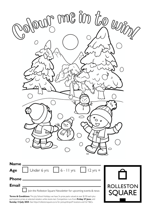 Colour me in to win - Colouring Competition Entry Sheet