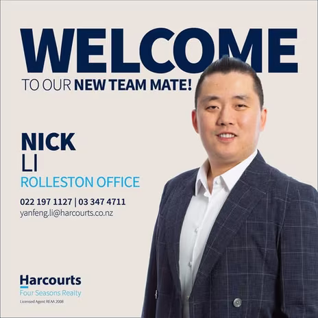 Welcome to our new team mate - Nick Li - Rolleston Office 022 197 1127