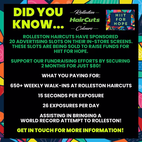 Rolleston Haircuts have sponsored HIIT for HOPE