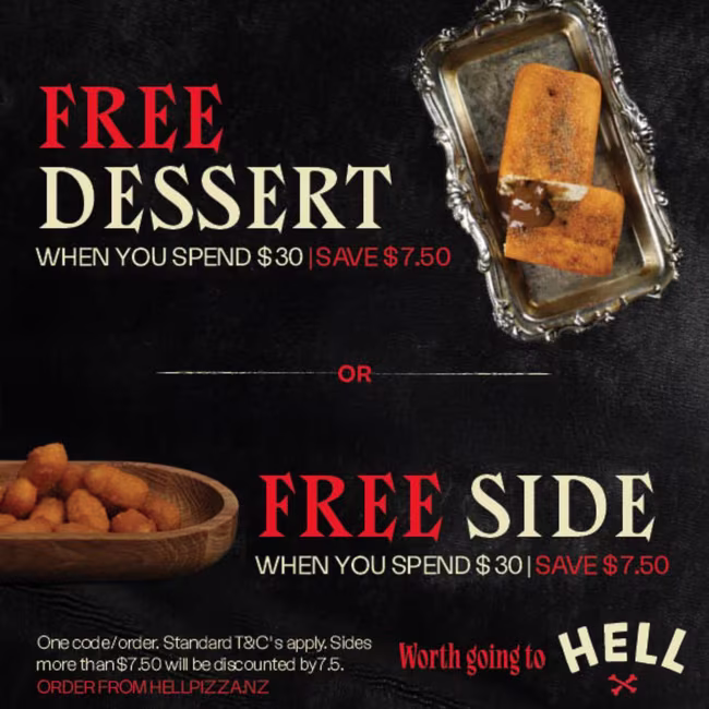 Hell Pizza Free Dessert Free Side Offer