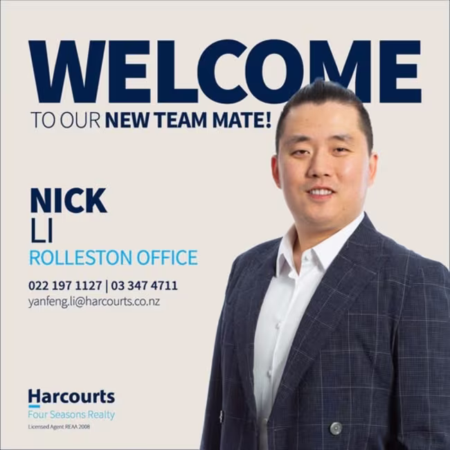 Welcome to our new team mate - Nick Li - Rolleston Office 022 197 1127